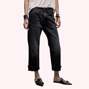 R13 Boyfriend Jeans Distressed in Jacke Black🌸